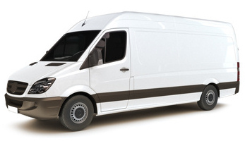 Industrial van on a white background, room for text