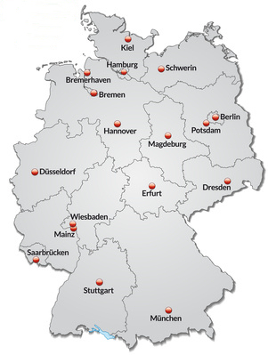 Landkarte von Deutschland mit Bundesländern